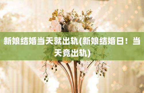 新娘结婚当天就出轨(新娘结婚日！当天竟出轨)