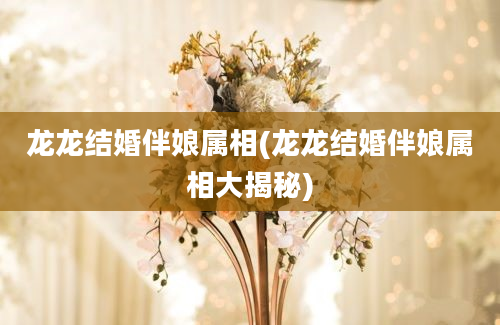 龙龙结婚伴娘属相(龙龙结婚伴娘属相大揭秘)