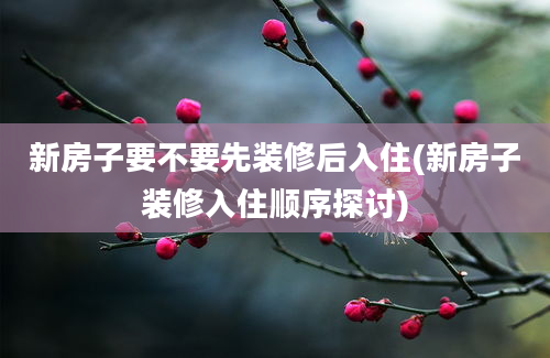 新房子要不要先装修后入住(新房子装修入住顺序探讨)