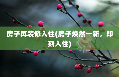 房子再装修入住(房子焕然一新，即刻入住)