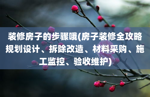 装修房子的步骤哦(房子装修全攻略规划设计、拆除改造、材料采购、施工监控、验收维护)