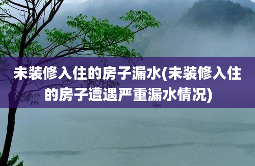 未装修入住的房子漏水(未装修入住的房子遭遇严重漏水情况)