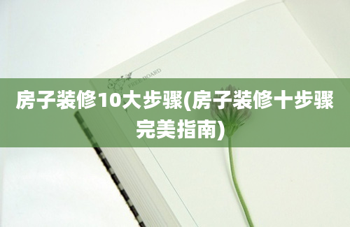 房子装修10大步骤(房子装修十步骤  完美指南)