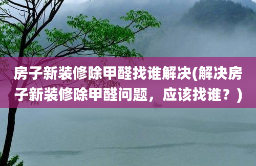 房子新装修除甲醛找谁解决(解决房子新装修除甲醛问题，应该找谁？)