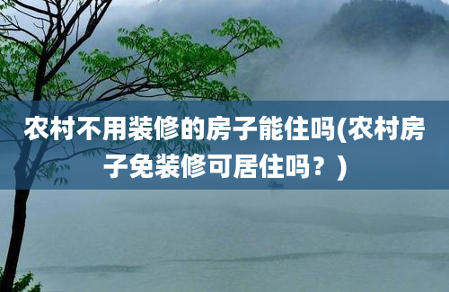 农村不用装修的房子能住吗(农村房子免装修可居住吗？)