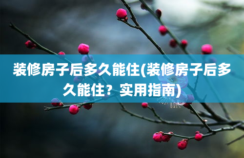 装修房子后多久能住(装修房子后多久能住？实用指南)