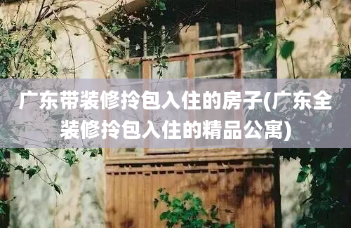 广东带装修拎包入住的房子(广东全装修拎包入住的精品公寓)