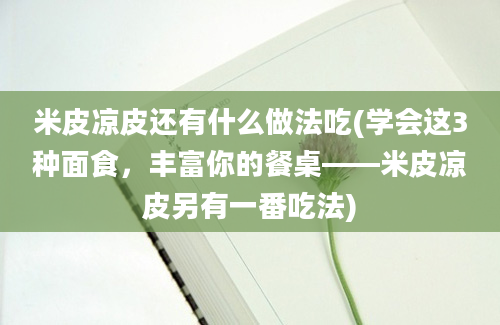 米皮凉皮还有什么做法吃(学会这3种面食，丰富你的餐桌——米皮凉皮另有一番吃法)