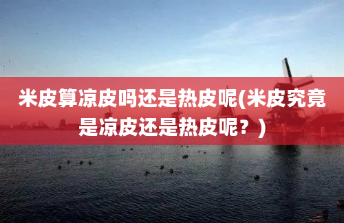 米皮算凉皮吗还是热皮呢(米皮究竟是凉皮还是热皮呢？)