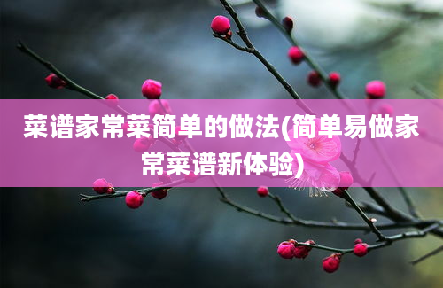 菜谱家常菜简单的做法(简单易做家常菜谱新体验)