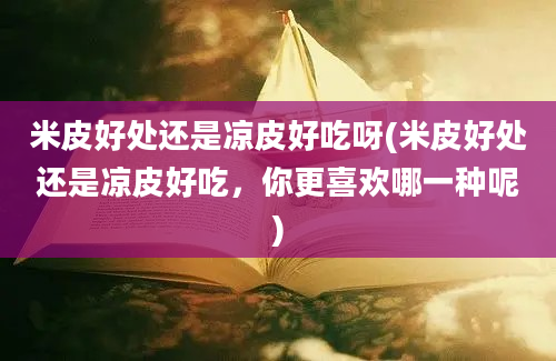 米皮好处还是凉皮好吃呀(米皮好处还是凉皮好吃，你更喜欢哪一种呢)