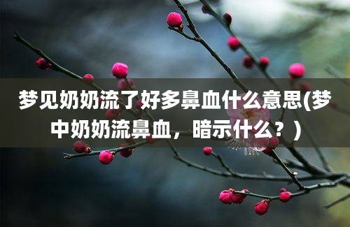 梦见奶奶流了好多鼻血什么意思(梦中奶奶流鼻血，暗示什么？)