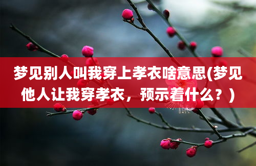 梦见别人叫我穿上孝衣啥意思(梦见他人让我穿孝衣，预示着什么？)