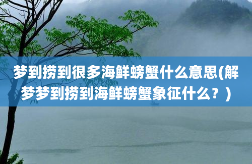 梦到捞到很多海鲜螃蟹什么意思(解梦梦到捞到海鲜螃蟹象征什么？)