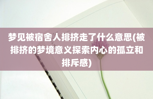 梦见被宿舍人排挤走了什么意思(被排挤的梦境意义探索内心的孤立和排斥感)