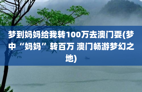 梦到妈妈给我转100万去澳门耍(梦中“妈妈”转百万 澳门畅游梦幻之地)