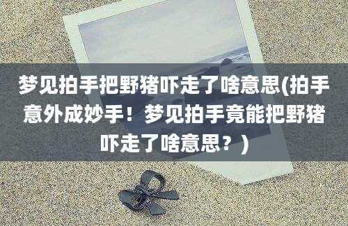 梦见拍手把野猪吓走了啥意思(拍手意外成妙手！梦见拍手竟能把野猪吓走了啥意思？)