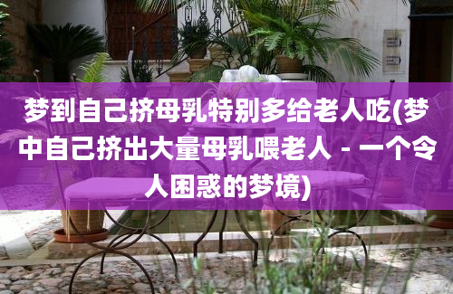 梦到自己挤母乳特别多给老人吃(梦中自己挤出大量母乳喂老人 - 一个令人困惑的梦境)