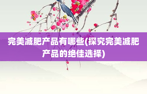 完美减肥产品有哪些(探究完美减肥产品的绝佳选择)