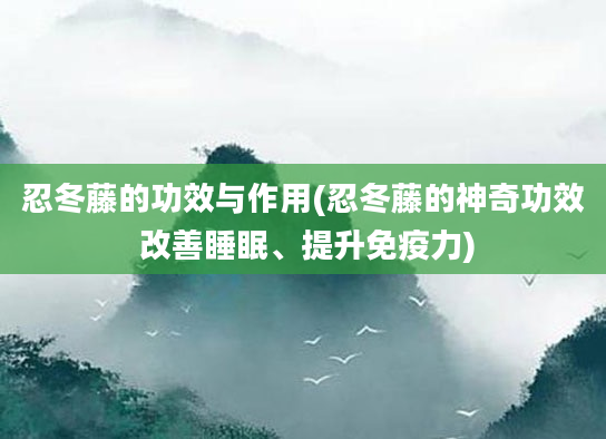 忍冬藤的功效与作用(忍冬藤的神奇功效 改善睡眠、提升免疫力)