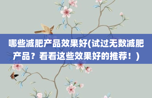 哪些减肥产品效果好(试过无数减肥产品？看看这些效果好的推荐！)