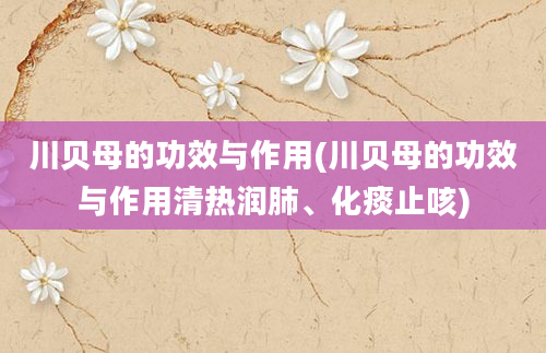 川贝母的功效与作用(川贝母的功效与作用清热润肺、化痰止咳)