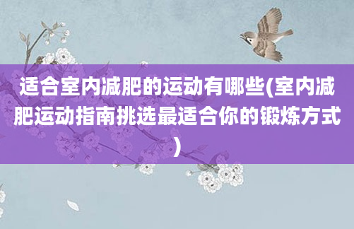 适合室内减肥的运动有哪些(室内减肥运动指南挑选最适合你的锻炼方式)