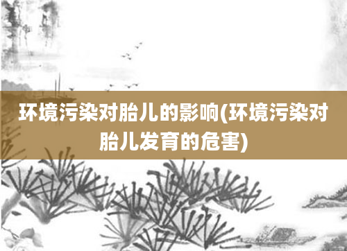 环境污染对胎儿的影响(环境污染对胎儿发育的危害)