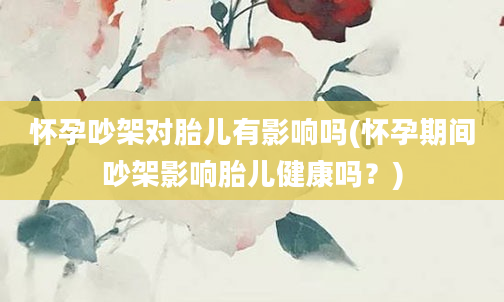 怀孕吵架对胎儿有影响吗(怀孕期间吵架影响胎儿健康吗？)