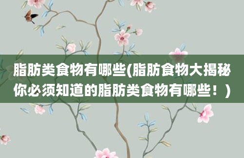 脂肪类食物有哪些(脂肪食物大揭秘你必须知道的脂肪类食物有哪些！)