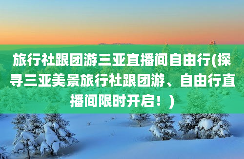 旅行社跟团游三亚直播间自由行(探寻三亚美景旅行社跟团游、自由行直播间限时开启！)