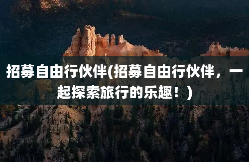 招募自由行伙伴(招募自由行伙伴，一起探索旅行的乐趣！)