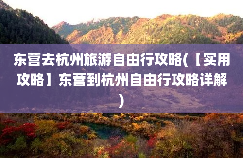 东营去杭州旅游自由行攻略(【实用攻略】东营到杭州自由行攻略详解)