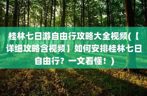 桂林七日游自由行攻略大全视频(【详细攻略含视频】如何安排桂林七日自由行？一文看懂！)