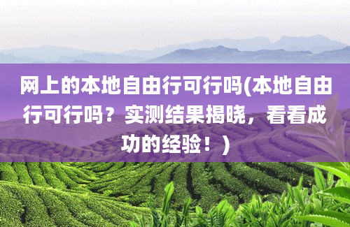 网上的本地自由行可行吗(本地自由行可行吗？实测结果揭晓，看看成功的经验！)