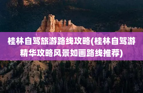 桂林自驾旅游路线攻略(桂林自驾游精华攻略风景如画路线推荐)