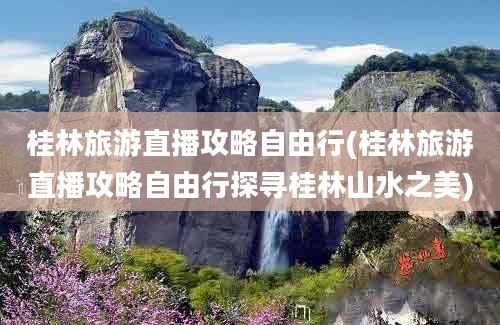 桂林旅游直播攻略自由行(桂林旅游直播攻略自由行探寻桂林山水之美)