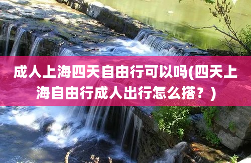 成人上海四天自由行可以吗(四天上海自由行成人出行怎么搭？)