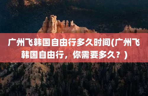 广州飞韩国自由行多久时间(广州飞韩国自由行，你需要多久？)