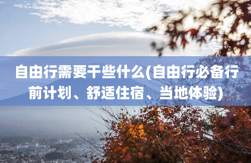 自由行需要干些什么(自由行必备行前计划、舒适住宿、当地体验)