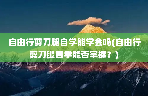 自由行剪刀腿自学能学会吗(自由行剪刀腿自学能否掌握？)