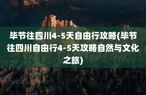 毕节往四川4-5天自由行攻略(毕节往四川自由行4-5天攻略自然与文化之旅)