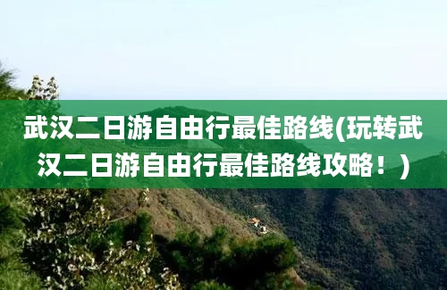 武汉二日游自由行最佳路线(玩转武汉二日游自由行最佳路线攻略！)