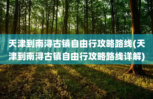 天津到南浔古镇自由行攻略路线(天津到南浔古镇自由行攻略路线详解)