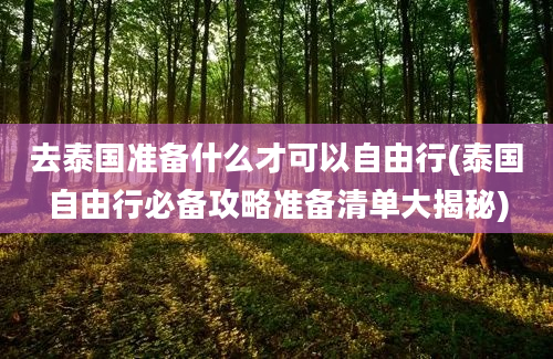 去泰国准备什么才可以自由行(泰国自由行必备攻略准备清单大揭秘)