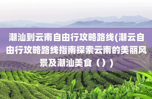 潮汕到云南自由行攻略路线(潮云自由行攻略路线指南探索云南的美丽风景及潮汕美食（）)