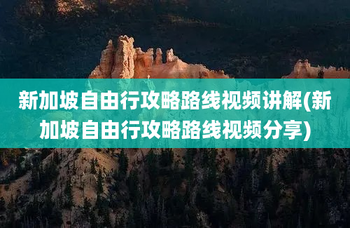 新加坡自由行攻略路线视频讲解(新加坡自由行攻略路线视频分享)