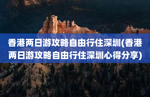 香港两日游攻略自由行住深圳(香港两日游攻略自由行住深圳心得分享)