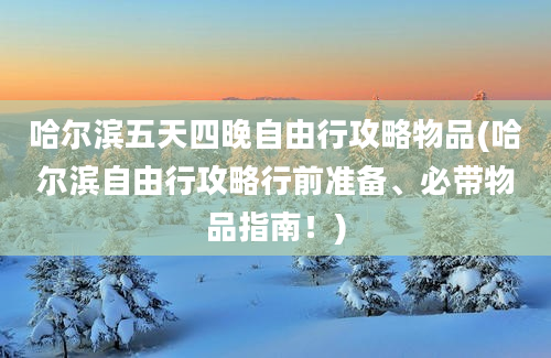 哈尔滨五天四晚自由行攻略物品(哈尔滨自由行攻略行前准备、必带物品指南！)