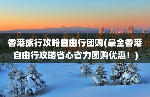 香港旅行攻略自由行团购(最全香港自由行攻略省心省力团购优惠！)